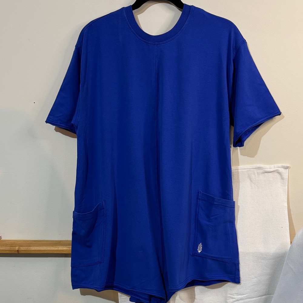 Women’s Free people Hot shot Tee Romper in Electric Shock Blue. Sz. S,M,L